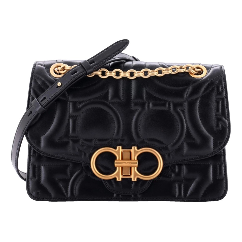 Ferragamo Black Quilted Designer Shoulder Bag